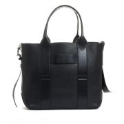 Zwarte Leren Shopping Media Tas Hogan , Black , Dames