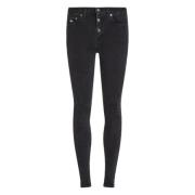 Zwarte Skinny Fit Jeans met knoopsluiting Tommy Hilfiger , Black , Dam...