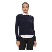 Blauwe Trui Ronde Hals Lange Mouw Tommy Hilfiger , Blue , Dames