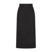 Zwart Gestreepte Midi Rok Zijden Voering Dolce & Gabbana , Black , Dam...