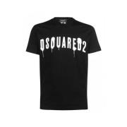 Zwart Linnen T-shirt Gemaakt in Italië Dsquared2 , Black , Heren