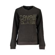 Zwarte Katoenen Sweatshirt met Strass Logo Cavalli Class , Black , Dam...