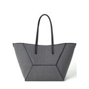 Grijze Wol Panelled Tote Tas Brunello Cucinelli , Gray , Dames