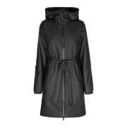 Lange Gewatteerde Curve Jas Rains , Black , Dames