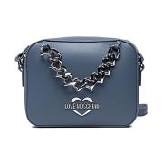 Stijlvolle Leren Tas Love Moschino , Blue , Dames