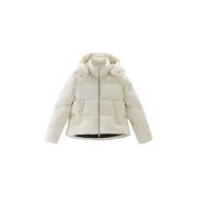 Korte Dons Pufferjas Woolrich , Beige , Dames