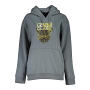 Hoodie met Logo Print Grijs Cavalli Class , Gray , Heren