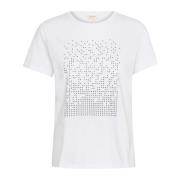 Glitterende stippenprint T-shirt Part Two , White , Dames