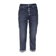 Loszittende Dames Jeans met Juweelknoop Detail Dondup , Blue , Dames