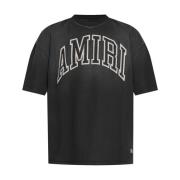 Zwarte Katoenen T-shirt met Logopatch Amiri , Black , Heren