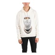 Hoodie met trekkoord, voorprint IH NOM UH NIT , White , Heren