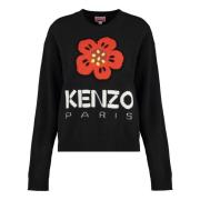 Wollen Bloem Crew-neck Sweater Kenzo , Black , Dames