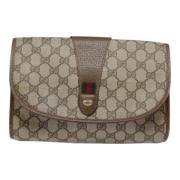 Pre-owned Leather clutches Gucci Vintage , Beige , Dames