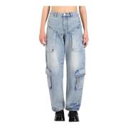 Cargo Baggy Aviator Denim Jeans Purple Brand , Blue , Dames