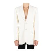 Witte Merinowollen Blazer Wardrobe.nyc , White , Dames