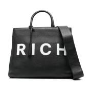 Zwarte Leren Tote Tas John Richmond , Black , Dames