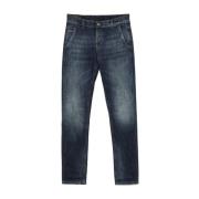 Blauwe Stonewashed Denim Jeans Dondup , Blue , Heren