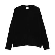 Zwarte Bouclé Crew Neck Sweater Amish , Black , Heren