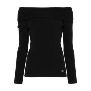 Zwarte Off-Shoulder Sweater met Square Neck Liu Jo , Black , Dames