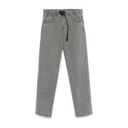 Grijze Denim Broek Elastische Taille White Sand , Gray , Heren