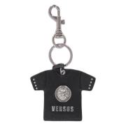 Stijlvolle leren sleutelhanger met logodetail Versus Versace , Black ,...