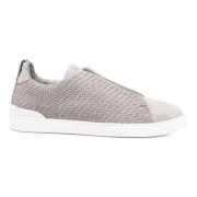 Leren Sneakers Triple Stitch Design Ermenegildo Zegna , Gray , Heren