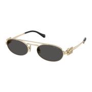 Elegante Ovale Zonnebril Donkergrijs Miu Miu , Yellow , Dames