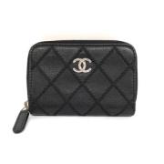 Pre-owned Leather wallets Chanel Vintage , Black , Dames