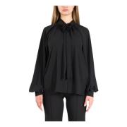 Chiffon blouse met strikdetail Actualee , Black , Dames