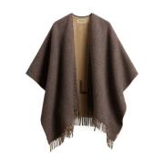 Bruine Franje Cape Wollen Jas Woolrich , Brown , Dames