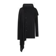 Zwarte Asymmetrische Wol en Zijde Vest Yohji Yamamoto , Black , Dames