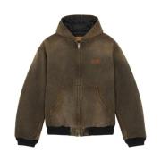 Bruine Katoenen Denim Gewatteerde Jas MM6 Maison Margiela , Brown , Da...