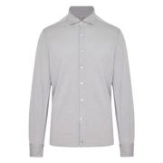 Katoen Lyocell Shirt Made in Italy Sonrisa , Gray , Heren