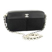 Pre-owned Leather chanel-bags Chanel Vintage , Black , Dames