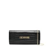 Zwarte Croco Schoudertas Love Moschino , Black , Dames