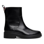 Zwarte Premium Leren Lage Laars Tommy Hilfiger , Black , Dames