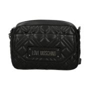 Chique Zwarte Schoudertas met Metalen Details Love Moschino , Black , ...