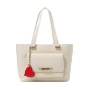 Stijlvolle Schoudertas met Charme Love Moschino , Beige , Dames