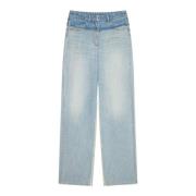 Mixed Denim Straight Jeans Givenchy , Blue , Dames