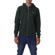 Groene Katoenen Zip Hoodie voor Mannen Sun68 , Green , Heren