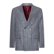 Kasjmier Grijs Jas Monopetto Brunello Cucinelli , Gray , Heren