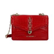 Rode Croco Schoudertas Love Moschino , Red , Dames