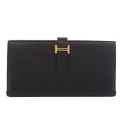 Pre-owned Leather wallets Hermès Vintage , Black , Dames