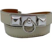 Pre-owned Leather belts Hermès Vintage , Gray , Dames