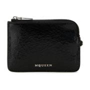 Klassieke Zwarte Leren Kaarthouder Alexander McQueen , Black , Heren