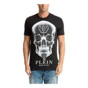 Skull Patroon Logo T-shirt Philipp Plein , Black , Heren