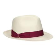 Kleurrijke Panama Hoed met Grosgrain Band Borsalino , White , Dames