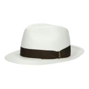 Handgeweven Panama Hoed met Medium Rand Borsalino , White , Heren