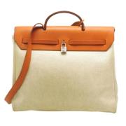 Pre-owned Leather handbags Hermès Vintage , Beige , Dames