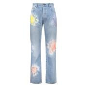 Tie-Dye Straight Leg Katoen Jeans John Elliott , Blue , Heren